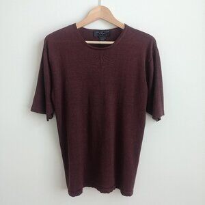 August Silk 100% silk knit short sleeve sweater top chocolate brown Large
